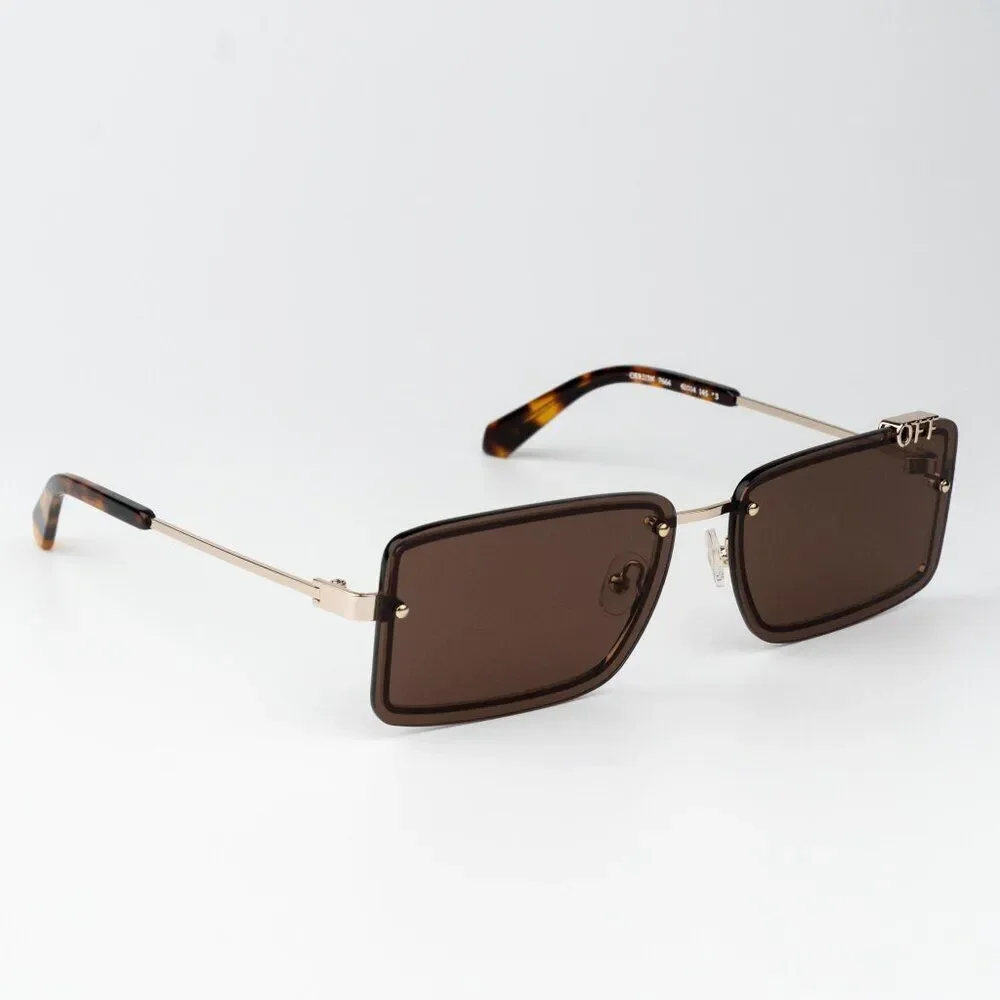 SALE!!! Off-White TAMPA Men Sunglasses Gold Brown Rectangular OERI13N TAMPA 7664